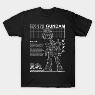 GUNDAM RX 178 BLACK WHITE STREETWEAR SHIRT HOODIE T-Shirt